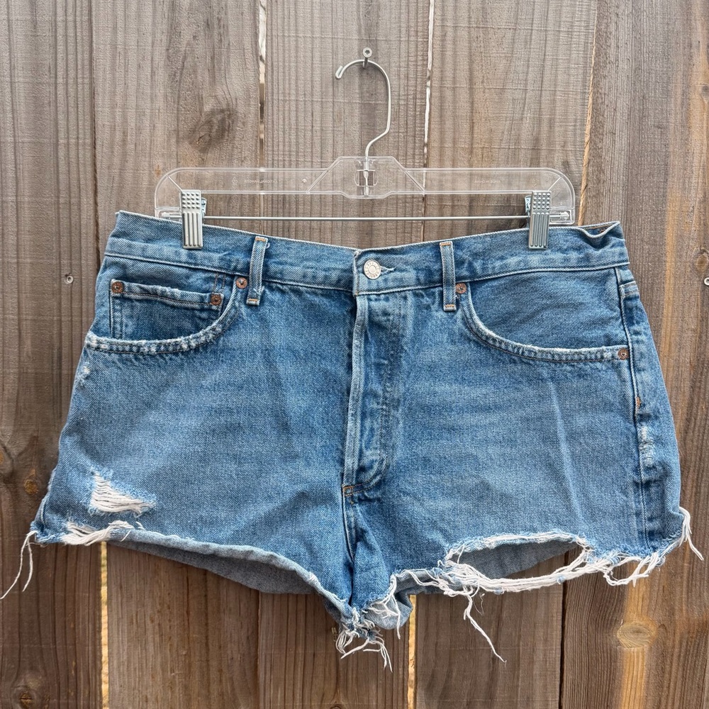 Agolde Frayed Parker Hem Blue Jean Shorts Size 31